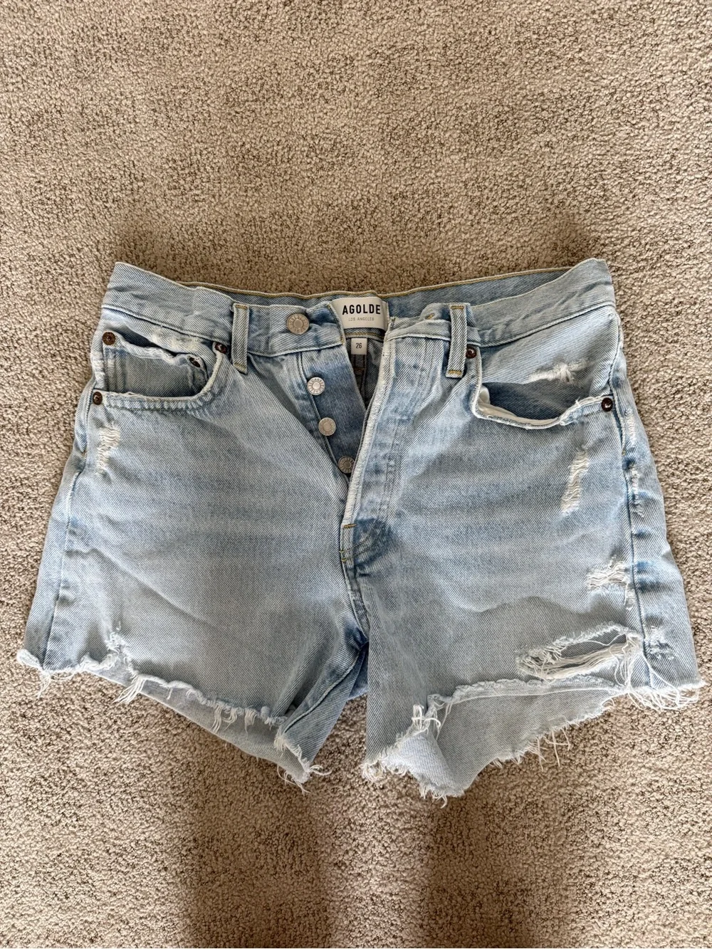 AGOLDE Parker Long Vintage Cut-Off Shorts, size 26
